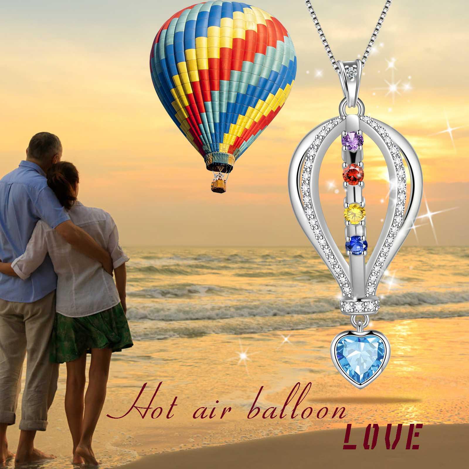 Silver Heart Cappadocia Balloon Necklace for Women.